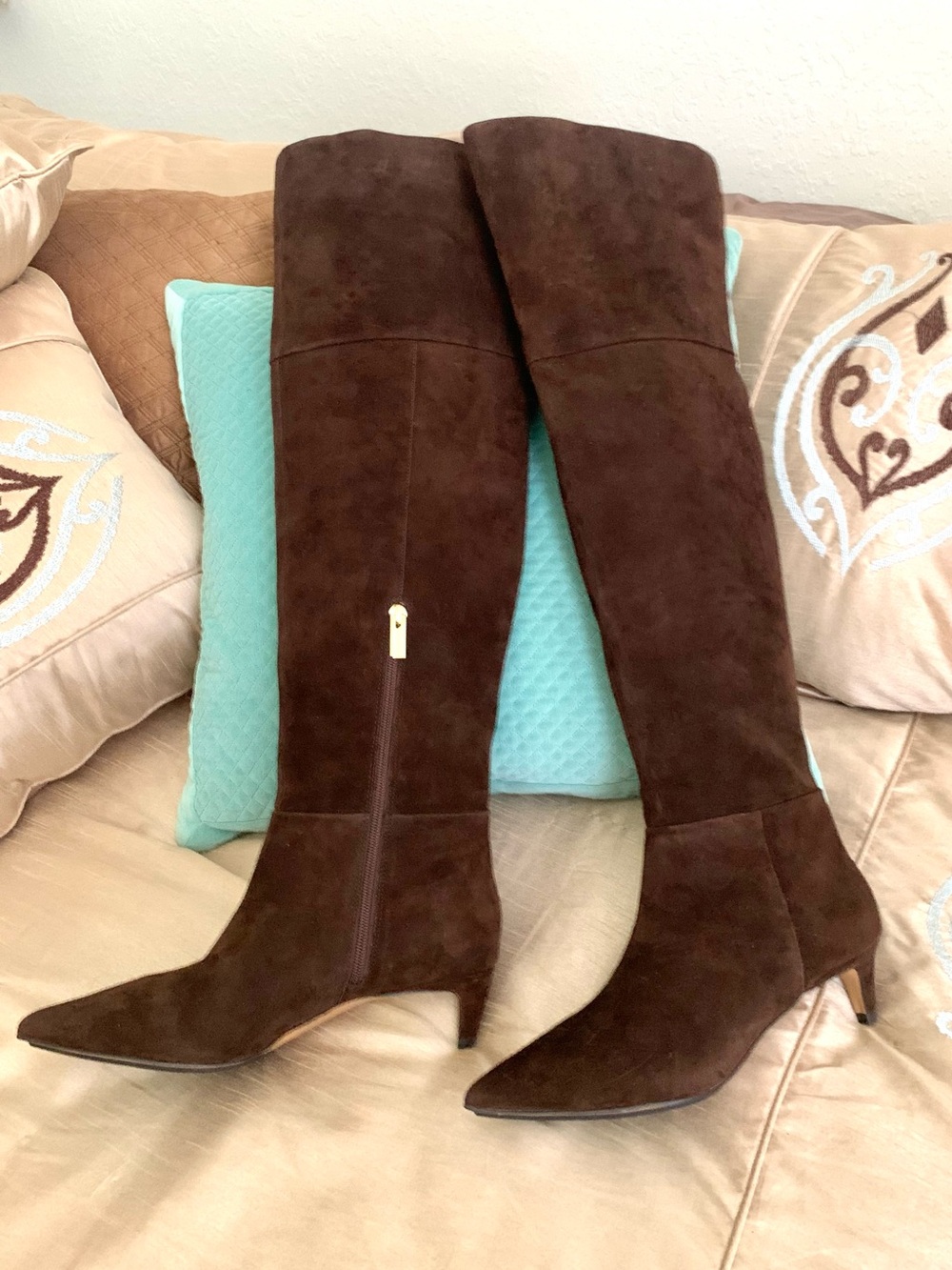 Vince Camuto Suede Iana Chocolate Brown Over the knee Boots